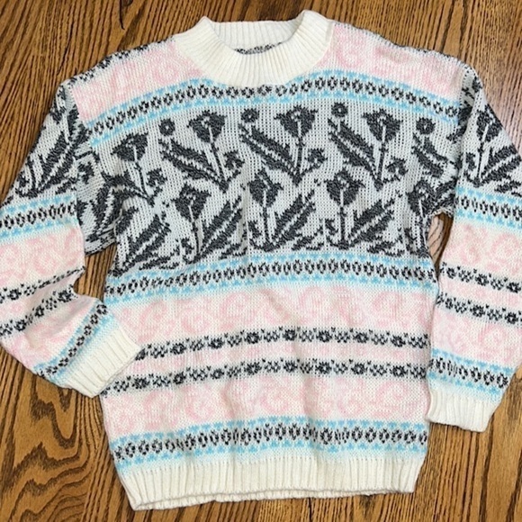 Vintage USA Made Creslan Acrylic Knit Crewneck Sweater. - Picture 1 of 10